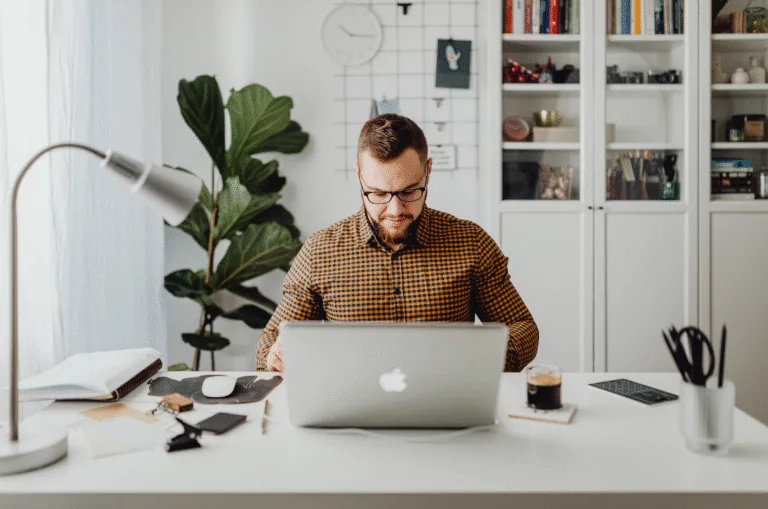 Business owner looking at their laptop