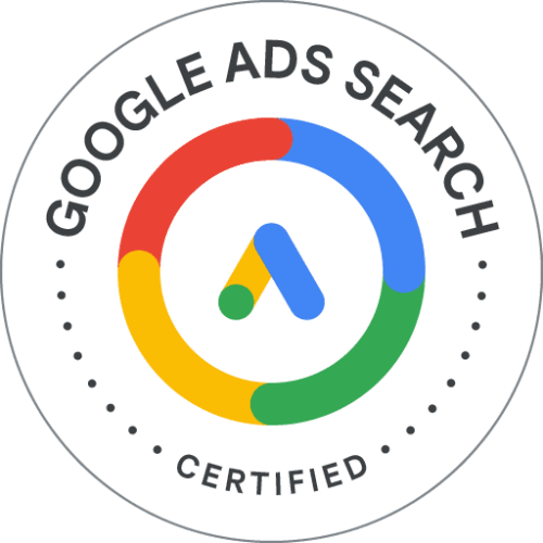 Certification Badge for Google Ads Search, granted by Google Skillshop.