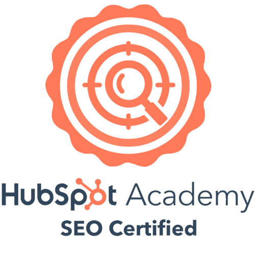 Certification Badge for SEO Certification, granted by HubSpot Academy.